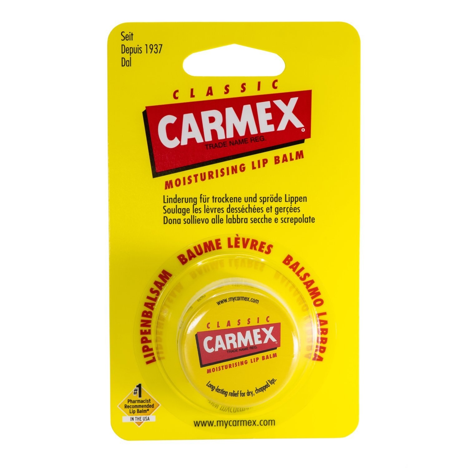 CARMEX Balsamo Labbra Classico 7,5 g - Sollievo per labbra secche e screpolate, formula idratante con burro di cacao