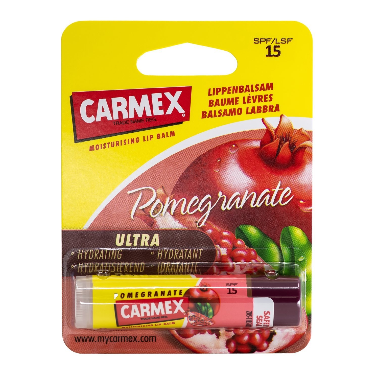 Carmex Balsamo Labbra Melograno Stick SPF 15 - Idratante e Protettivo 4,25 g