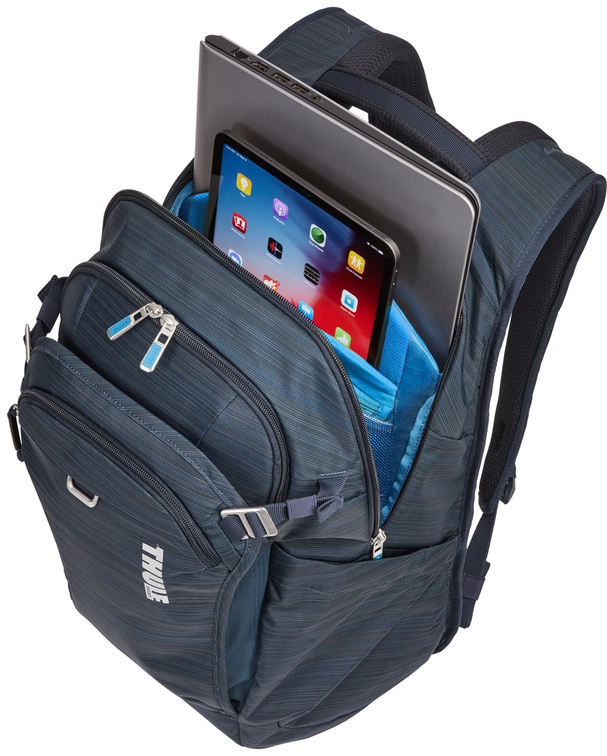 Thule Zaino Construct 24L Carbon Blue Nylon - Scomparto per laptop fino a 15,6 pollici, Resistente all'acqua