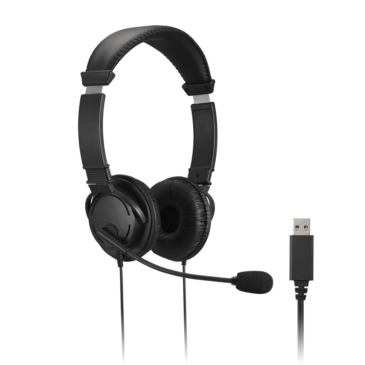 Kensington Cuffie Hi-Fi USB-A con Microfono, Controllo del Volume, Driver da 40 mm, Archetto Imbottito e Cancellazione del Rumore - Nero