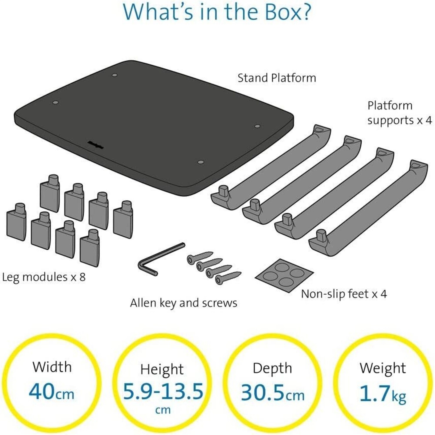 Kensington Supporto Monitor SmartFit® Plus - Nero, Regolazione Altezza, Capacità Fino a 36,2 kg, Schermi Fino a 24