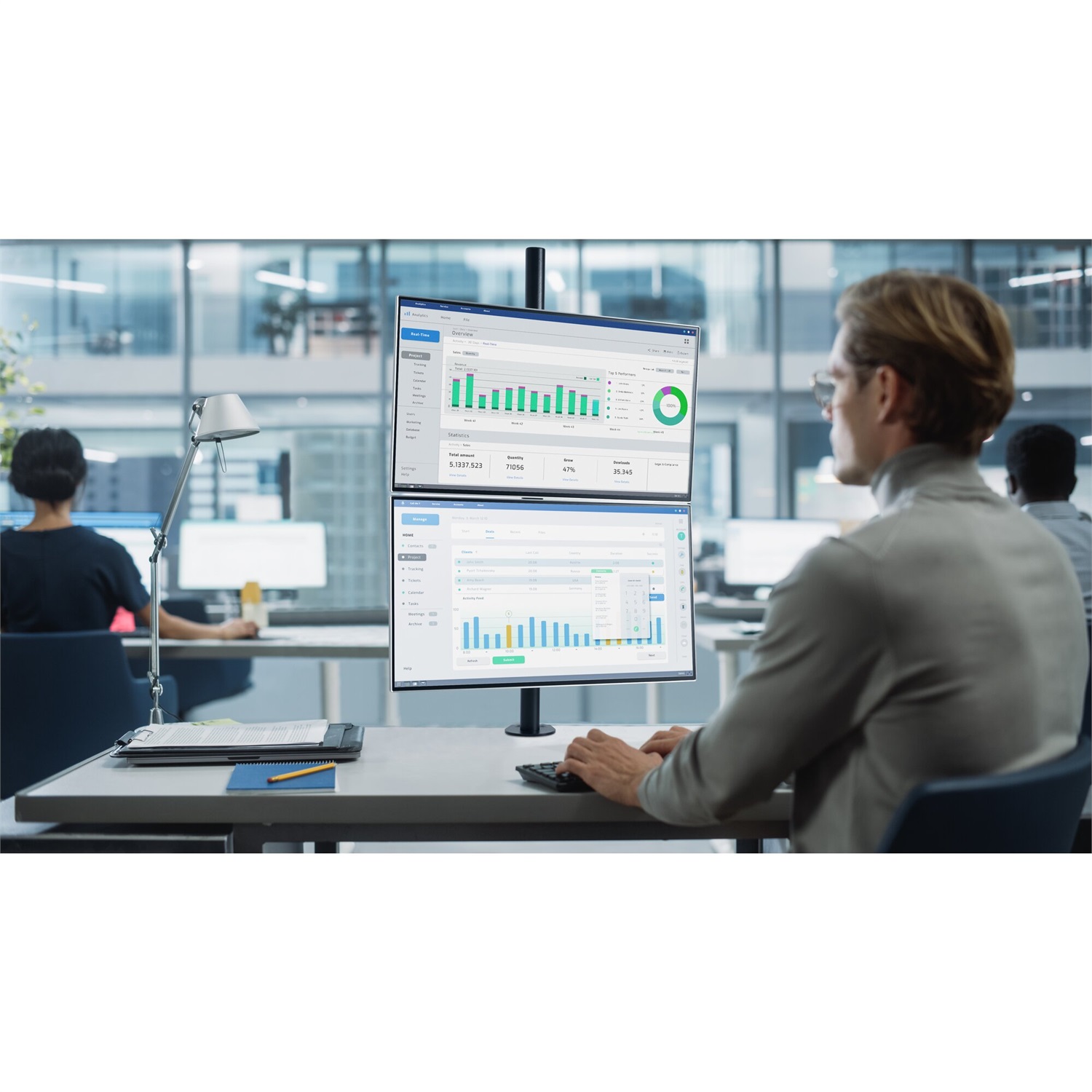 Kensington Braccio per Doppio Monitor Verticale - Supporto Morsa fino a 9 kg, per Schermi da 13
