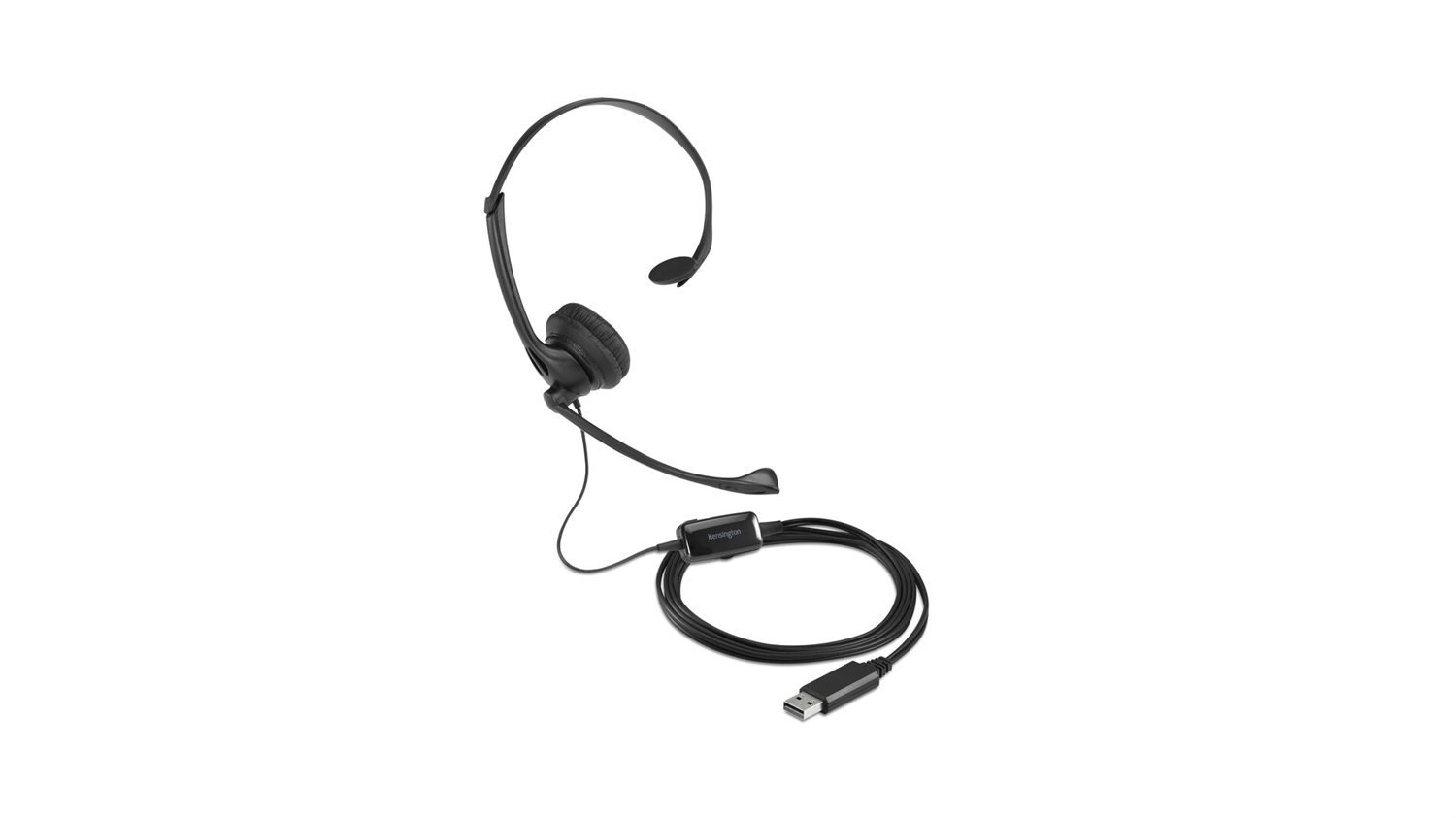 Kensington Cuffie Mono USB-A Regolabili con Microfono Omnidirezionale, Cancellazione del Rumore e Controllo del Volume per Videochiamate e Conferenze