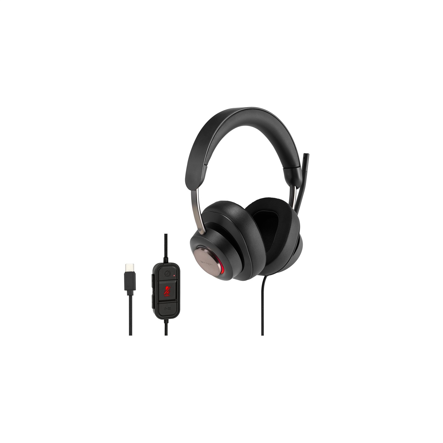 Kensington H2000 Cuffie Over-Ear USB-C con Microfono, Plug & Play, Cancellazione del Rumore Passiva, Compatibili con Windows e Mac, Cavo da 1,8 m, Nero