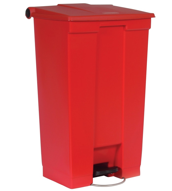 Rubbermaid Pattumiera a Pedale Step-On 87 Litri in Polietilene Rosso - Contenitore Robusto e Facile da Pulire