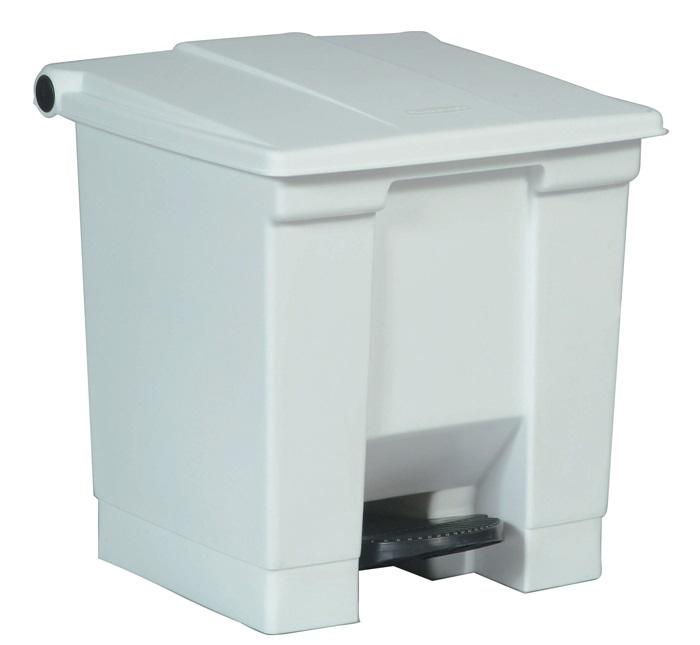 Rubbermaid Pattumiera a Pedale Step-On 30,3 L in Polietilene Bianco - Contenitore Robusto per Uso Intensivo