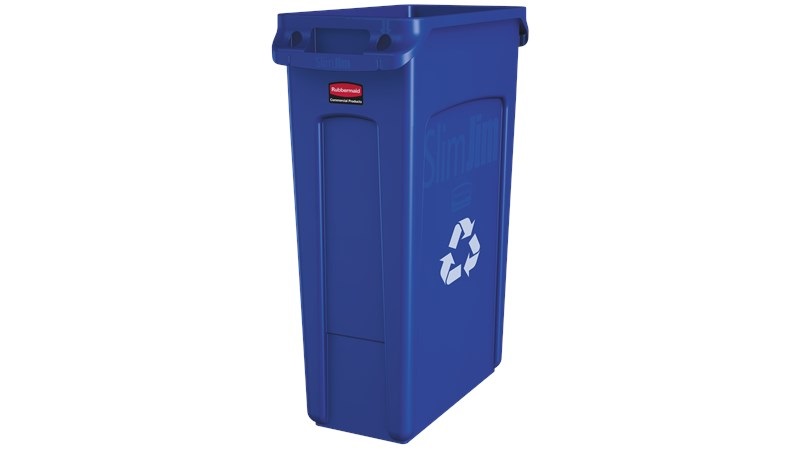 Rubbermaid Pattumiera Slim Jim 87L Blu con Canali di Aerazione