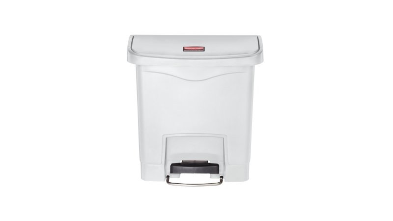 Rubbermaid Slim Jim® Step-On Contenitore in Resina Bianco 15 L con Coperchio e Pedale