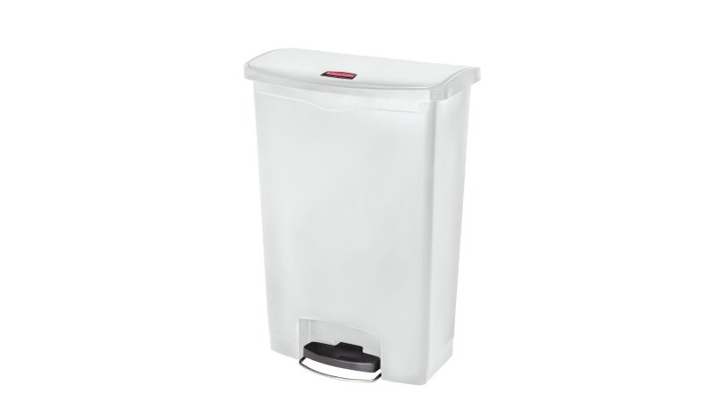 Rubbermaid Contenitore Rifiuti Slim Jim 90L Bianco con Apertura a Pedale e Design Compatto