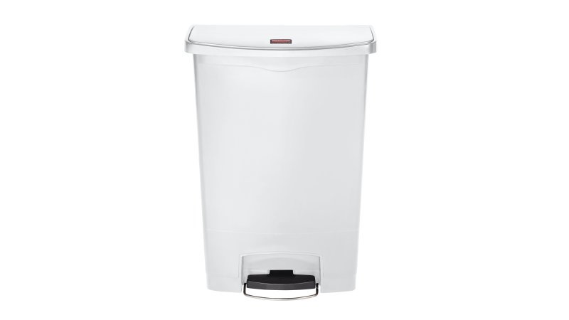 Rubbermaid Contenitore Rifiuti Slim Jim 90L Bianco con Apertura a Pedale e Design Compatto