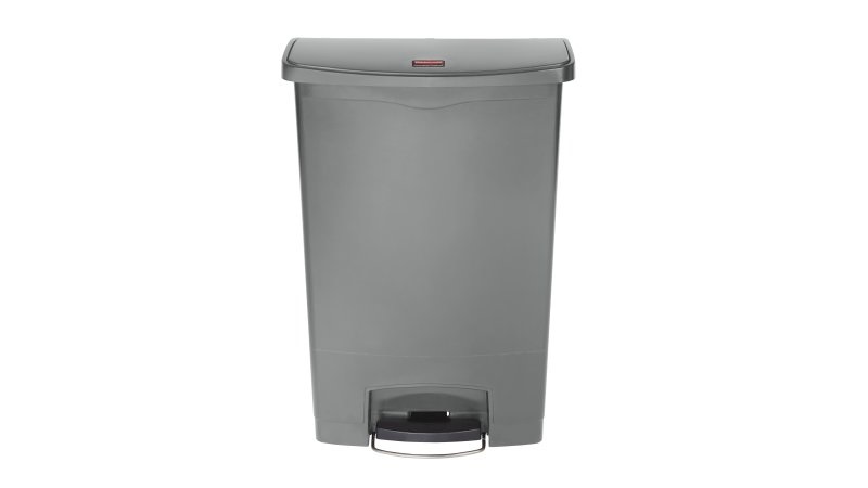Rubbermaid Pattumiera a Pedale SLIM JIM® 90L in Polietilene Grigio con Coperchio Soft-Close e Rotelle