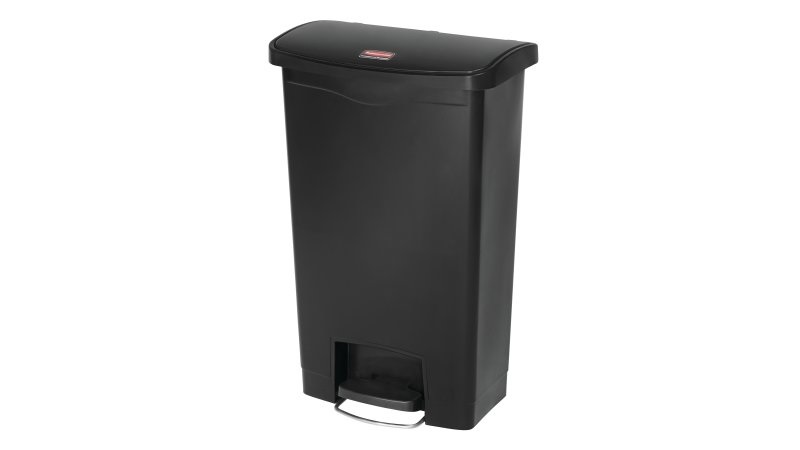 Rubbermaid Pattumiera Slim Jim 60L in Polietilene Nero con Scarico e Canali di Sfiato