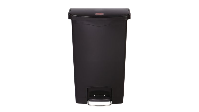 Rubbermaid Pattumiera Slim Jim 60L in Polietilene Nero con Scarico e Canali di Sfiato