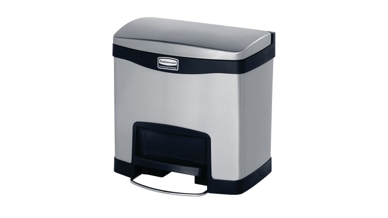 Rubbermaid 1901982 bidone per la spazzatura 15 L Rettangolare Metallo Nero, Metallico