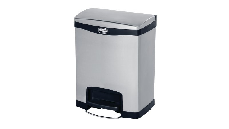 Rubbermaid 1901985 bidone per la spazzatura 30 L Rettangolare Metallo, Plastica Nero, Grigio