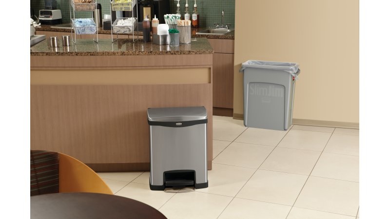 Rubbermaid 1901985 bidone per la spazzatura 30 L Rettangolare Metallo, Plastica Nero, Grigio