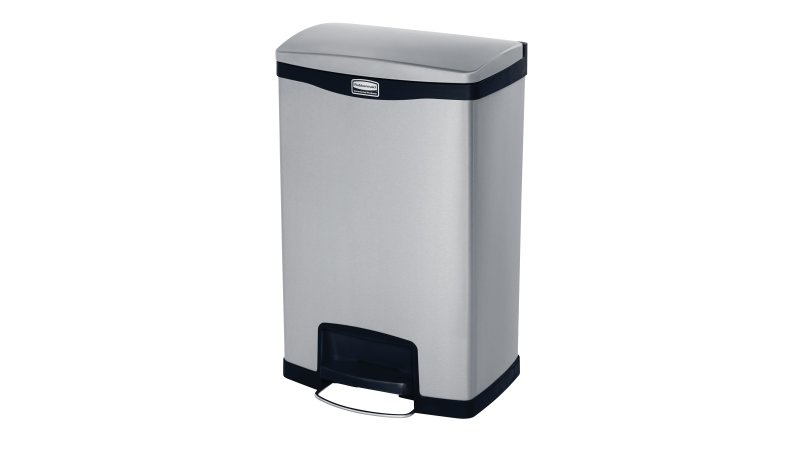 Rubbermaid 1901992 bidone per la spazzatura 49 L Rettangolare Metallo, Plastica Nero, Grigio