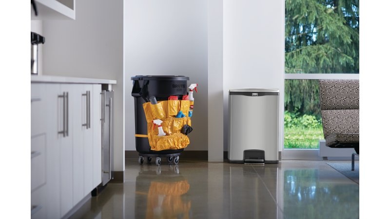 Rubbermaid 1901999 bidone per la spazzatura 90 L Rettangolare Metallo, Plastica Nero, Grigio