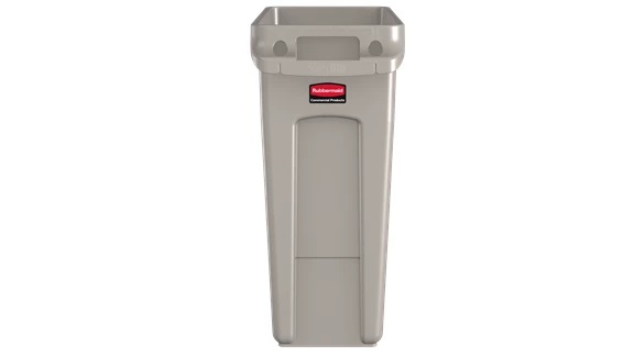 Rubbermaid SLIM JIM Cestino Rettangolare in Polietilene Beige con Fessure per l'Aria - Capacità 60 Litri