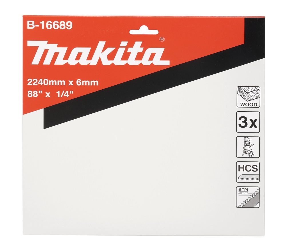 Makita B-16689 Lama per Sega a Nastro LB1200F per Legno 6 mm 6T - Confezione da 3 Pezzi