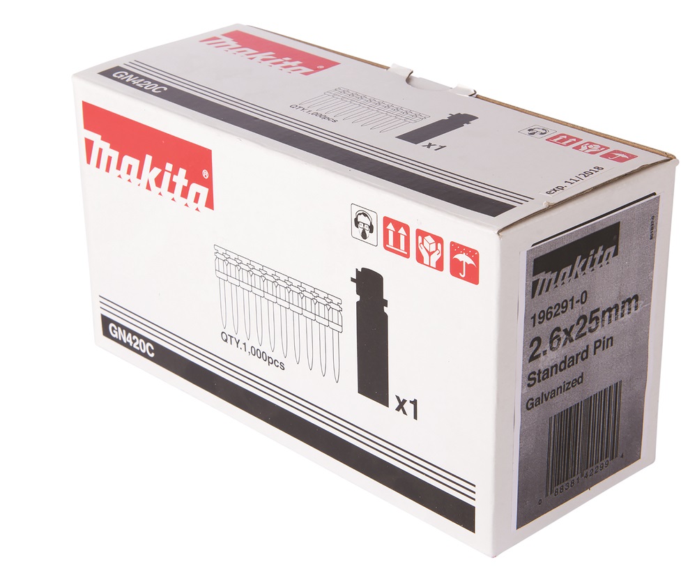 Makita Chiodi per Calcestruzzo 2,6 x 25 mm - 1.000 pz - Accessorio Originale