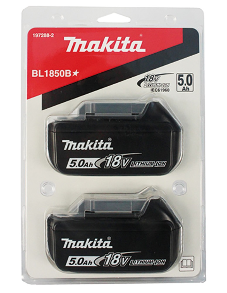 Makita BL1850B Batteria Li-ion 18V 5,0 Ah Twin Pack con Indicatore di Carica