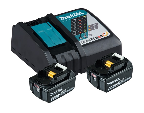 Makita 197570-9 Kit alimentazione con 2 batterie Li-Ion 18V 5Ah e caricabatterie rapido