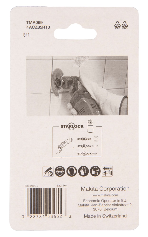 Makita B-65028 - Lama per sega e utensile multifunzione Starlock, Diametro 85 mm, Grana 30, Colore Nero