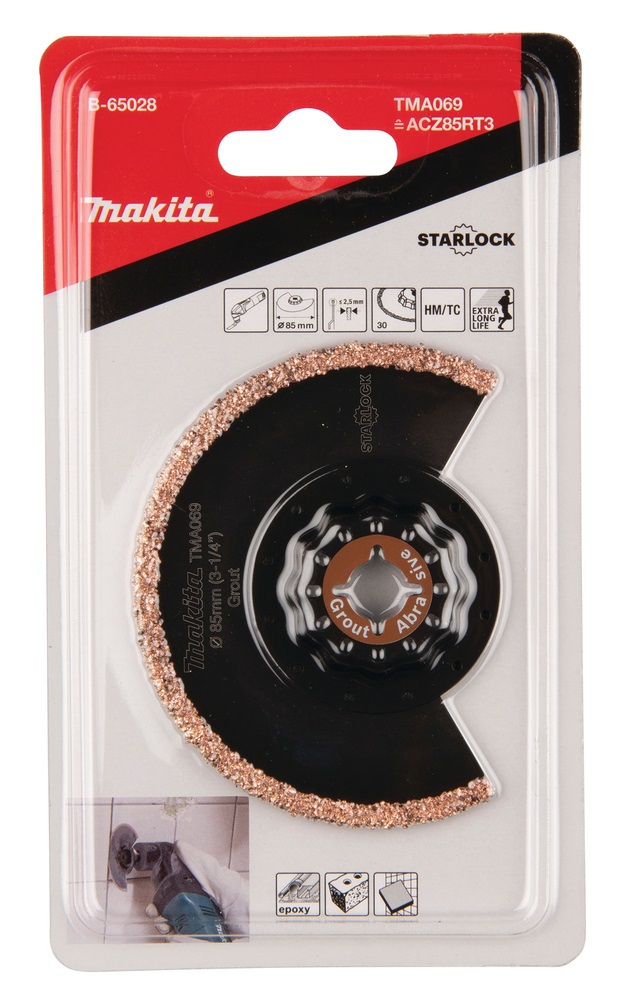 Makita B-65028 - Lama per sega e utensile multifunzione Starlock, Diametro 85 mm, Grana 30, Colore Nero