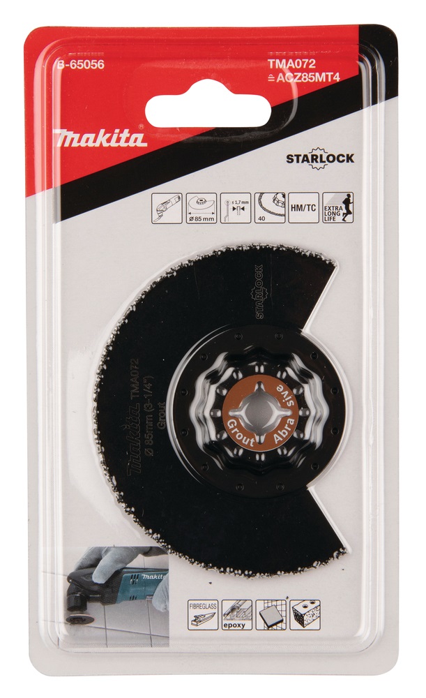 Makita B-65056 Lama per Sega - Diametro 85 mm, Grana 40, Carburo di Tungsteno, Colore Nero