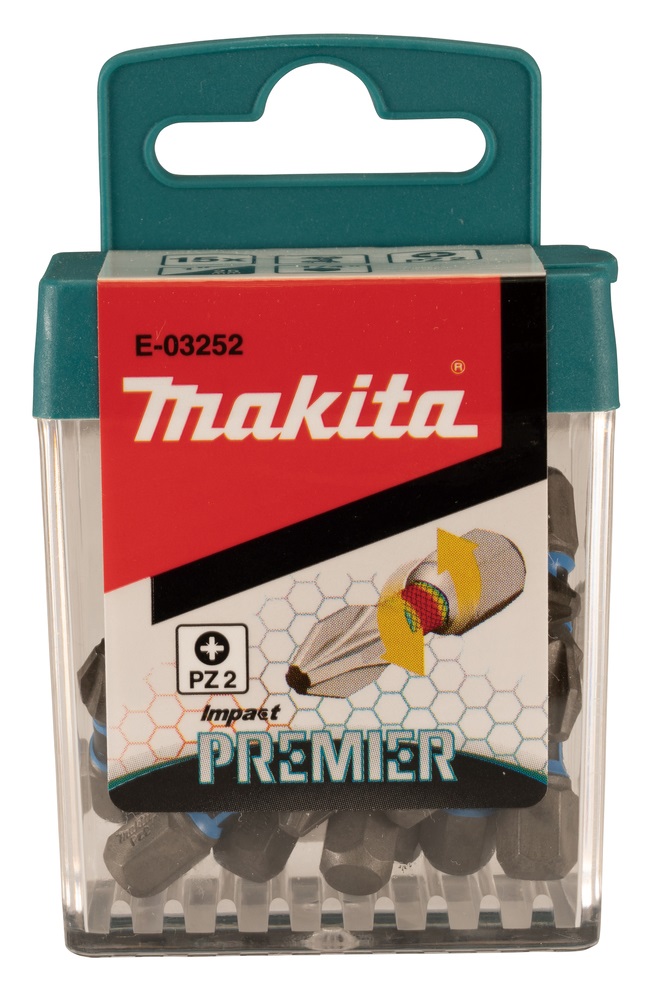 Makita E-03252 - Set di punte a torsione PZ2, 25 mm, 15 pezzi per Impact Drivers