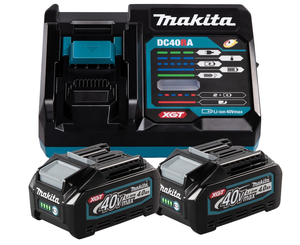 Makita 191L77-9 Kit di alimentazione Li-Ion 40V con 2 batterie da 4,0Ah e caricabatterie rapido