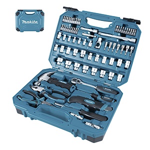 Makita E-10899 - Set di utensili a mano 76 pezzi con custodia in plastica blu, ideale per meccanici e appassionati di fai da te