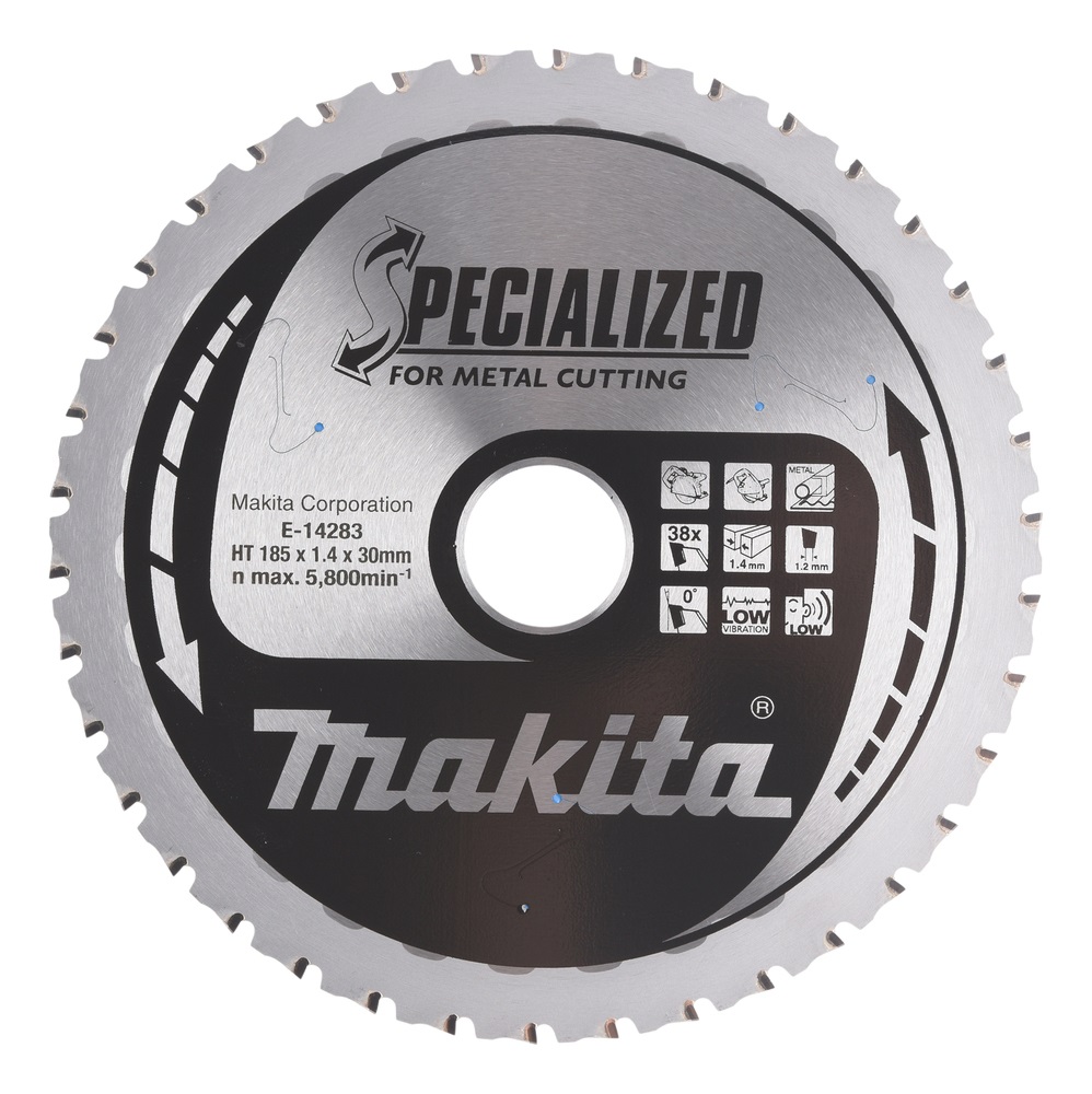 Makita E-14299 Lama per Sega Circolare 185 x 30 mm, 38T T.C.T per Metallo - Carburo di Tungsteno, Bassa Scintilla