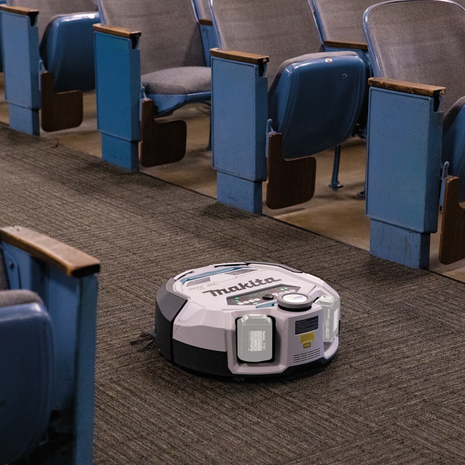 Makita DRC300Z Aspirapolvere Robot Cordless Bianco/Nero - Superficie di Pulizia 600 mq, Funzione di Mappatura e On-timer