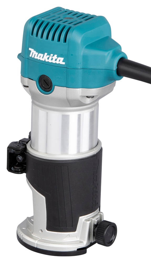 Makita RT0702C Fresatrice Verticale e Rifilatore Multifunzionale 710 W, 10000-34000 Giri/min, Pinze 6/8 mm, Alloggiamento in Alluminio