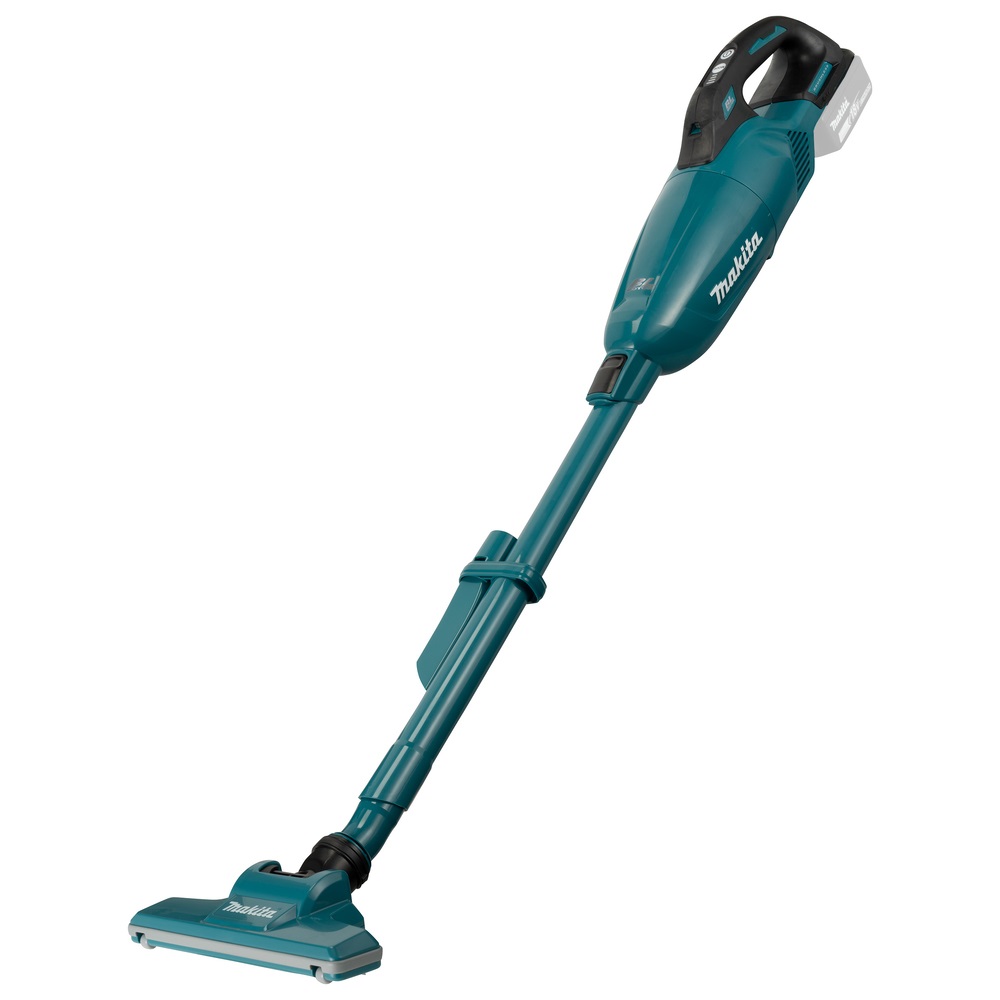Makita DCL284FZ Aspirapolvere a Bastone 2 in 1 Brushless 18V Senza Sacchetto, Colore Nero e Turchese, Leggero e Versatile