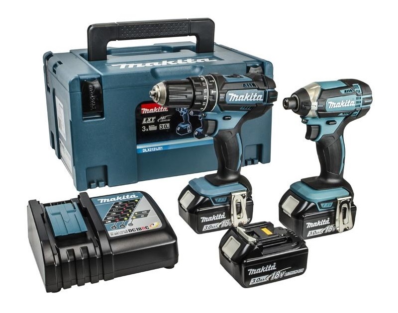 Makita DLX2131JX1 Kit Combinato Cordless 18V con Trapano DHP 482 e Avvitatore DTD 152, 3x Batteria 3.0Ah Li-ion e Caricabatterie