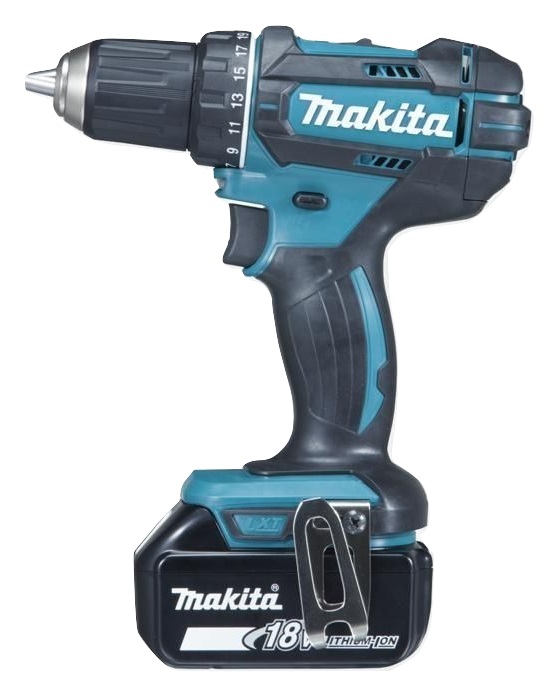 Makita DDF482RFJ Trapano Avvitatore a Batteria 18V con 2 Batterie 3.0 Ah e Caricabatterie, 1900 Giri/min, Nero e Blu