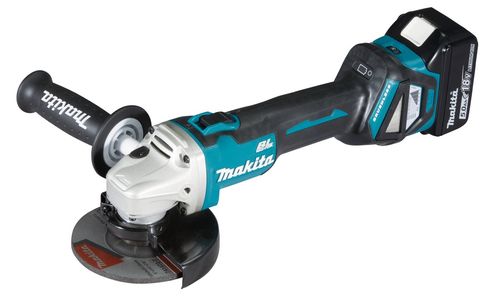 Makita DGA511RTJ Smerigliatrice Angolare a Batteria 18V Brushless 125mm con 2 Batterie da 5,0 Ah e Caricatore in MAKPAC