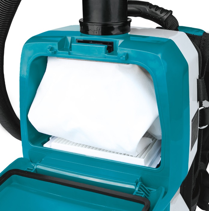 Makita DVC265ZXU Aspirapolvere a zaino 36V con filtro HEPA, motore brushless e sistema AWS Bluetooth