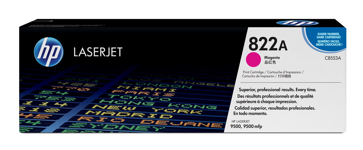 HP C8553A 822A Magenta Original LaserJet Toner Cartridge - 25.000 Pagine, Compatibile con HP Color LaserJet 9500 Serie, 1 pz