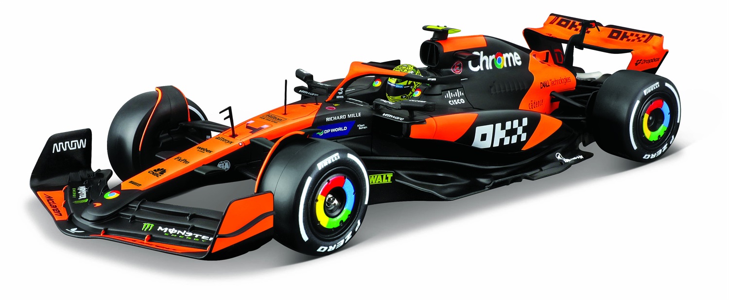 BBURAGO F1 McLaren MCL38 Radiocomandata 1:24 - 7 Funzioni, Sterzo Proporzionale, Licenza Ufficiale Lando Norris
