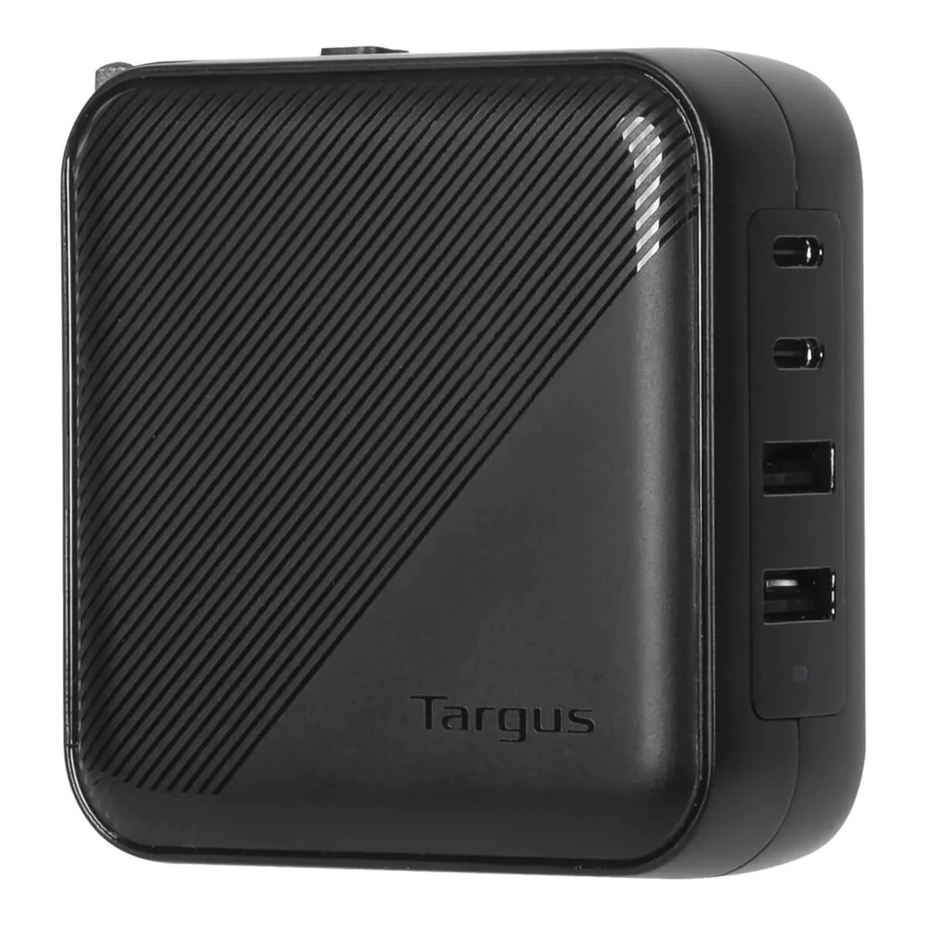Targus Caricatore GaN 100W Multiporta con 2 USB-C e 2 USB-A per Viaggio - Nero