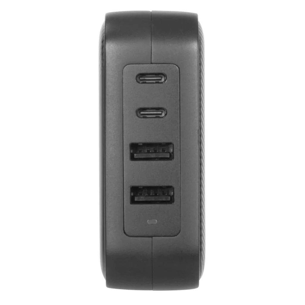 Targus Caricatore GaN 100W Multiporta con 2 USB-C e 2 USB-A per Viaggio - Nero