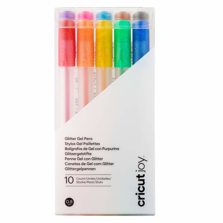 Cricut Glitter Pen Set - Penne Gel Glitterate 0,8 mm, 10 Pezzi in Arcobaleno per Cricut Joy