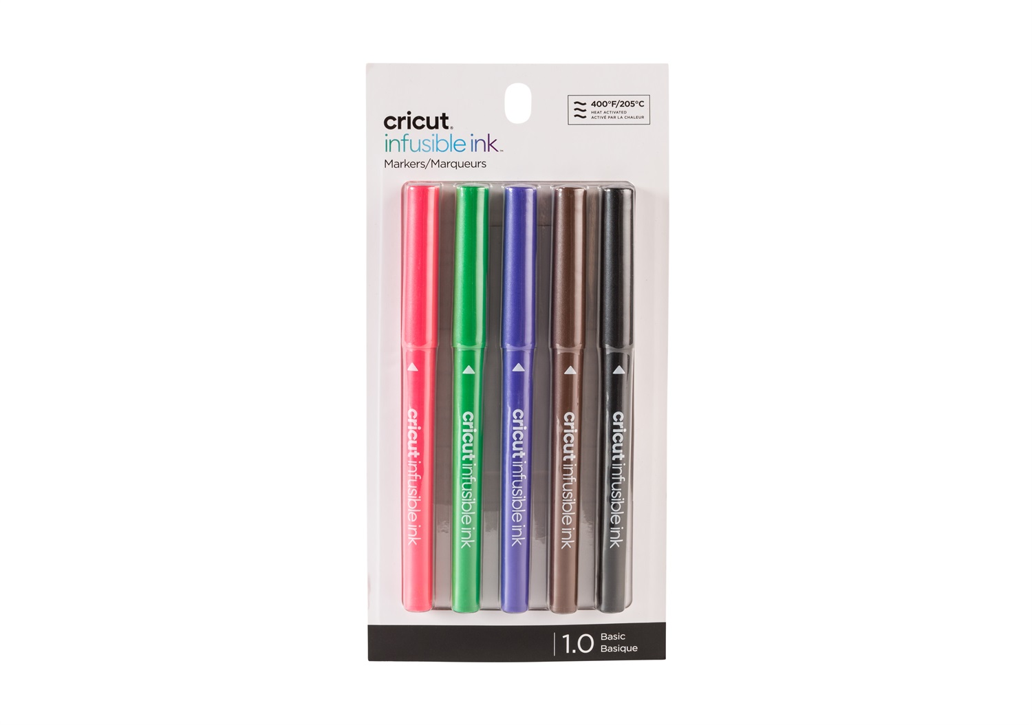 Cricut Pennarelli Infusible Ink 1,0 mm - Confezione da 5 colori: Nero, Marrone, Verde, Viola, Rosso
