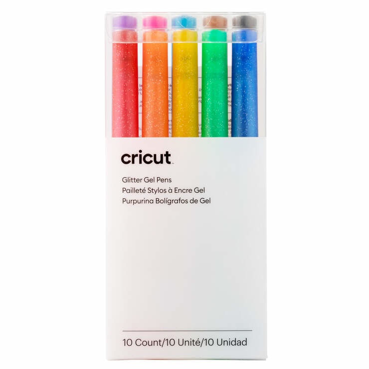 Cricut Rainbow Pen Set di 10 Penne Gel Glitterate - Colori Arcobaleno, Punta Fine 0,8 mm, Compatibile con Cricut Explore e Maker