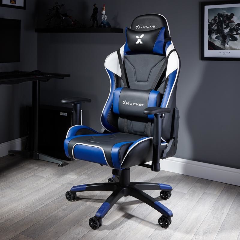 XROCKER Sedia Gaming Agility Blu - Design Ergonomico e Imbottitura Confortevole