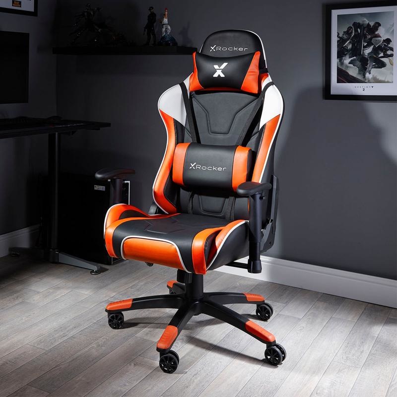 X Rocker Agility - Sedia da Gioco Ergonomica per Ufficio e Esport, Fino a 100kg, Nero/Arancione